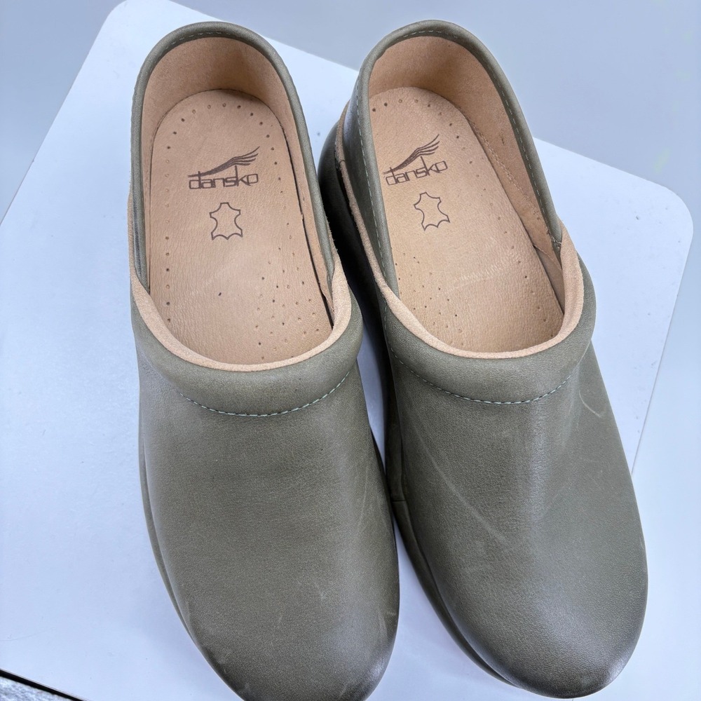 Dansko Professional Clogs Olive Green Leather Slip Resistant Shoes Womens 40 - Picture 3 of 7
